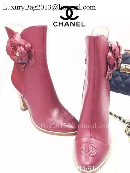 Chanel Sheepskin Leather Ankle Boot CH1513 Burgundy