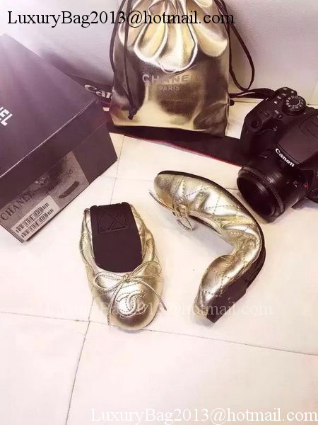 Chanel Sheepskin Leather Ballerina CH1421 Gold