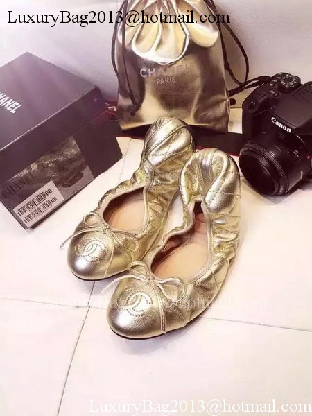 Chanel Sheepskin Leather Ballerina CH1421 Gold