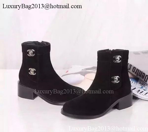 Chanel Suede Leather Ankle Boot CH1499 Black