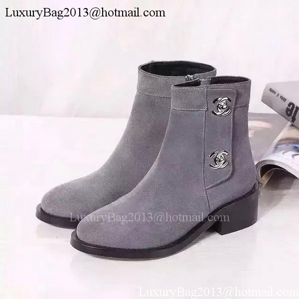 Chanel Suede Leather Ankle Boot CH1499 Grey