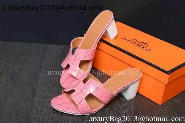 Hermes Slipper Leather HO0514 Pink