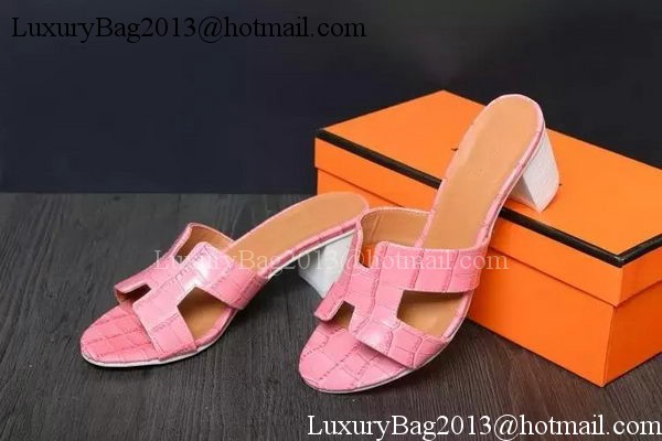 Hermes Slipper Leather HO0514 Pink