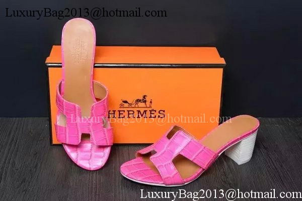 Hermes Slipper Leather HO0517 Rose