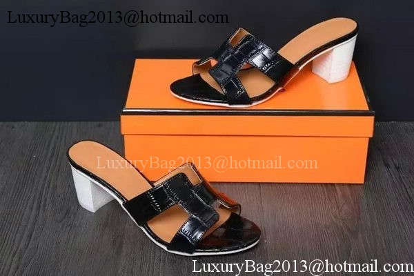 Hermes Slipper Leather HO0519 Black