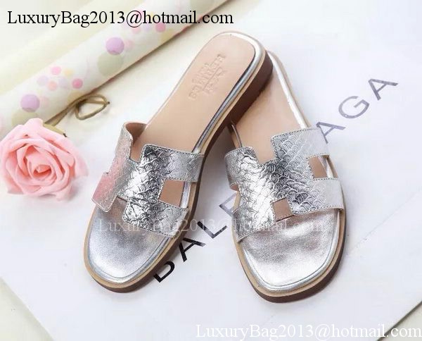 Hermes Slipper Leather HO0531 Silver