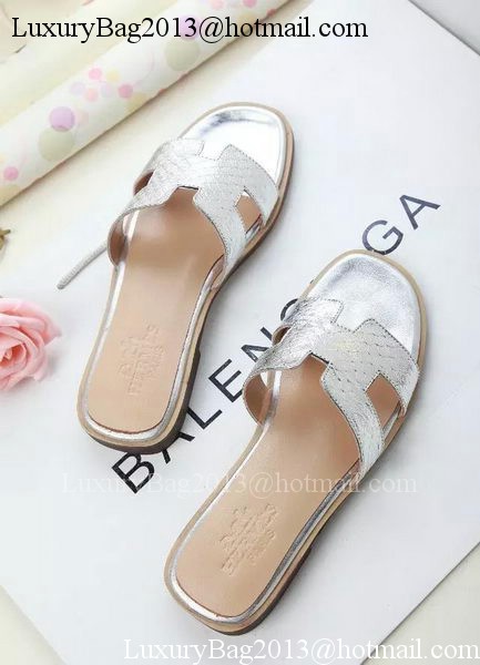 Hermes Slipper Leather HO0531 Silver