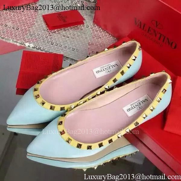 Valentino Leather Flat VT596 Light Blue