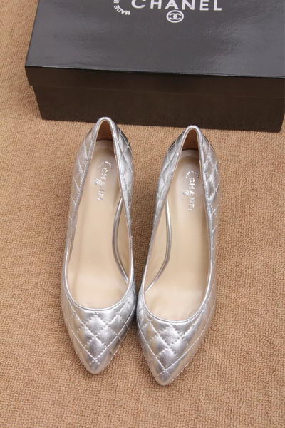 Chanel 60mm Pump Lambskin Leather CH1676 Silver