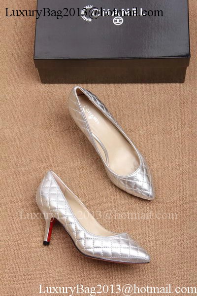 Chanel 60mm Pump Lambskin Leather CH1676 Silver