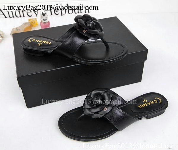 Chanel Thong Sandal Leather CH1666 Black