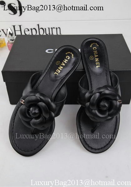 Chanel Thong Sandal Leather CH1666 Black