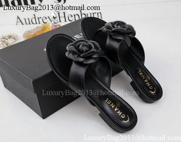 Chanel Thong Sandal Leather CH1666 Black