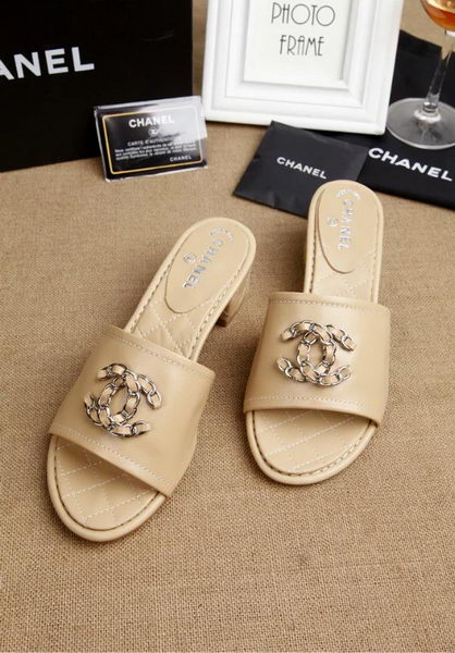 Chanel Slipper Leatehr CH1710 Apricot