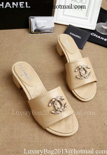 Chanel Slipper Leatehr CH1710 Apricot