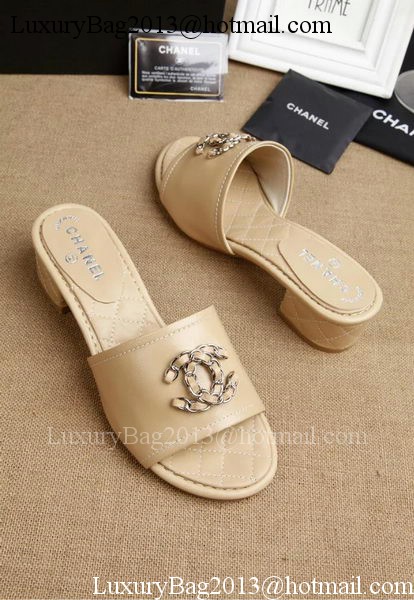 Chanel Slipper Leatehr CH1710 Apricot