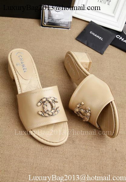 Chanel Slipper Leatehr CH1710 Apricot