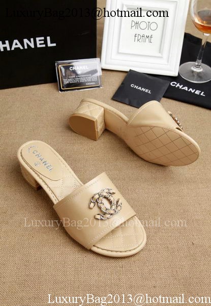 Chanel Slipper Leatehr CH1710 Apricot