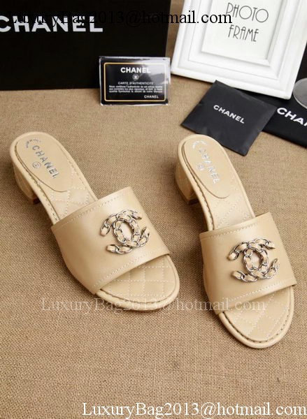 Chanel Slipper Leatehr CH1710 Apricot