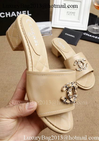 Chanel Slipper Leatehr CH1710 Apricot