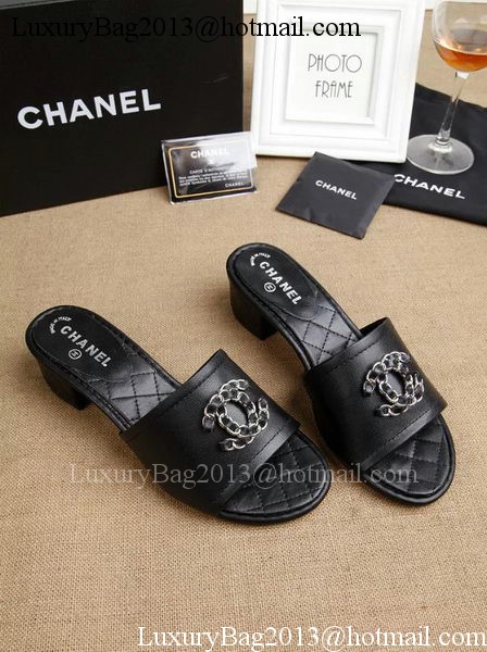 Chanel Slipper Leatehr CH1710 Black