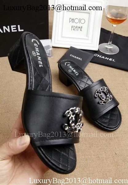 Chanel Slipper Leatehr CH1710 Black