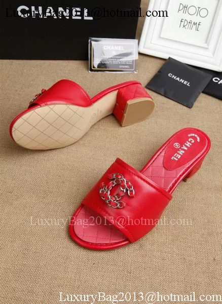 Chanel Slipper Leatehr CH1710 Red