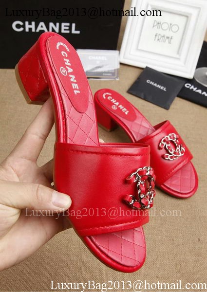 Chanel Slipper Leatehr CH1710 Red