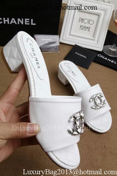 Chanel Slipper Leatehr CH1710 White
