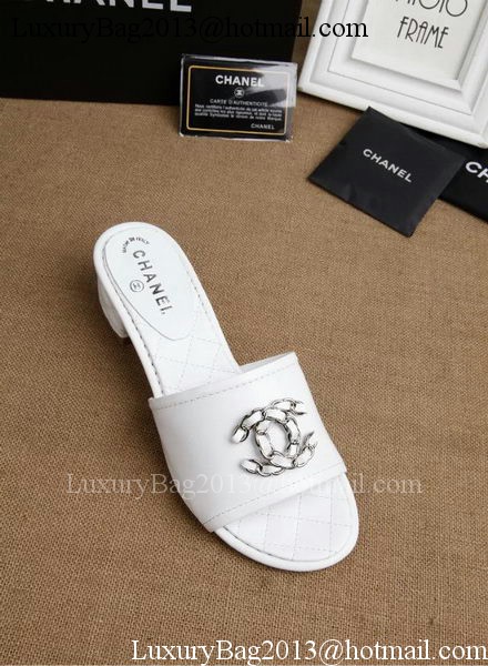 Chanel Slipper Leatehr CH1710 White