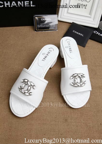 Chanel Slipper Leatehr CH1710 White