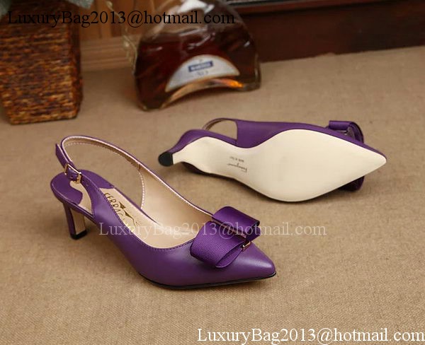 Ferragamo 50mm Pump Leather FL893 Purple