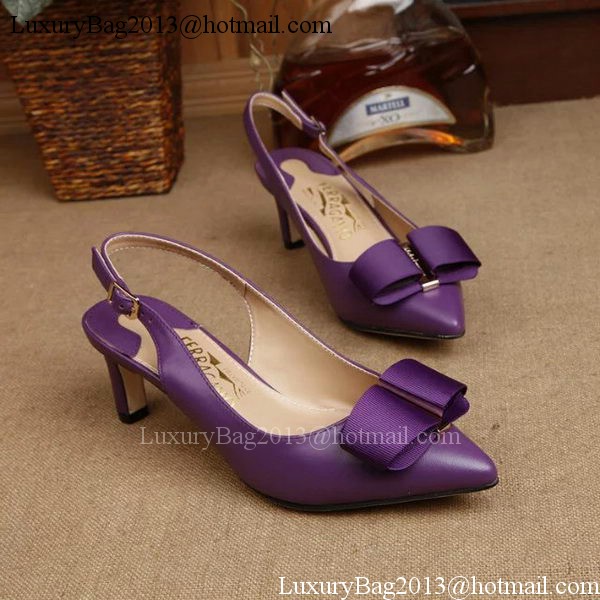 Ferragamo 50mm Pump Leather FL893 Purple