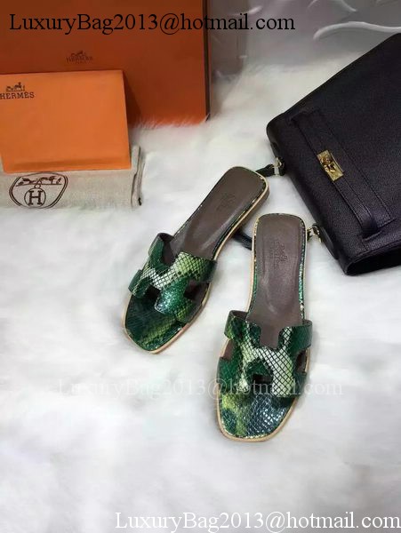 Hermes Slippers Leather HO663 Green