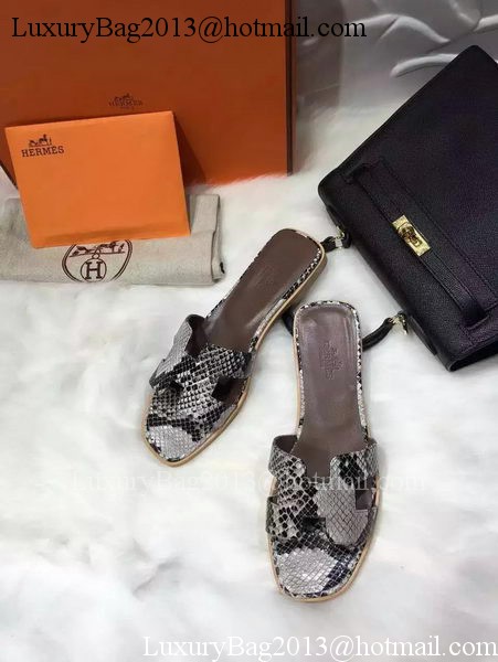 Hermes Slippers Leather HO663 Grey