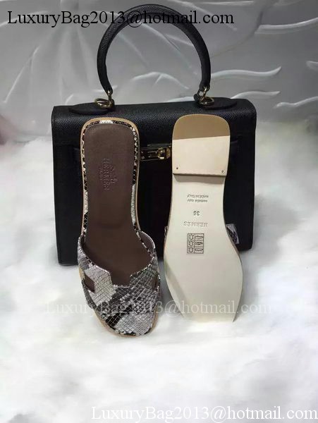 Hermes Slippers Leather HO663 Grey