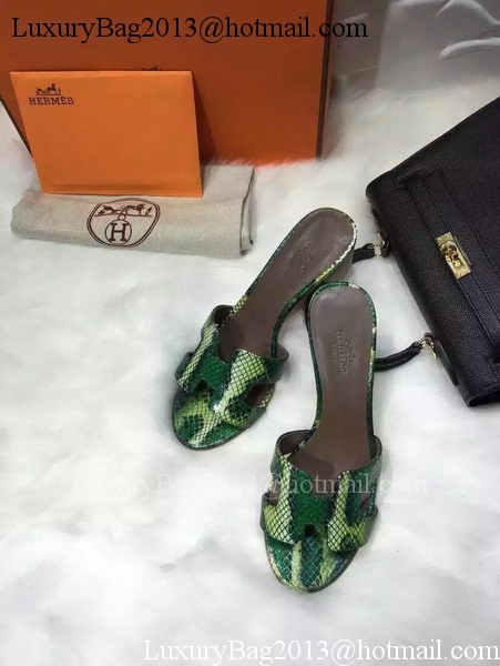 Hermes Slippers Leather HO669 Green