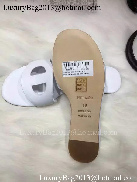 Hermes Slippers Leather HO675 White