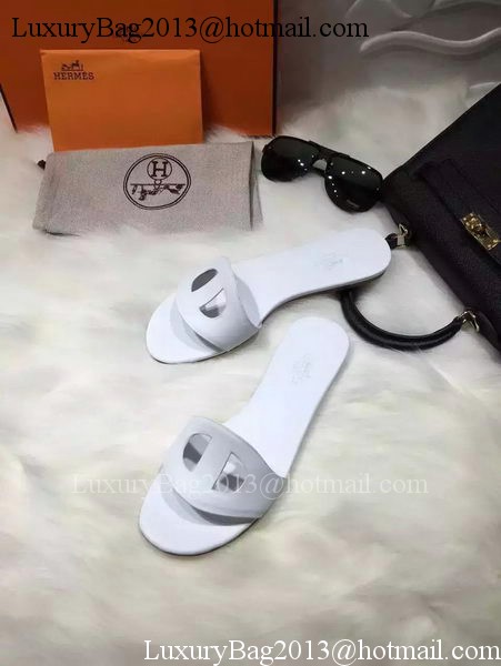 Hermes Slippers Leather HO675 White