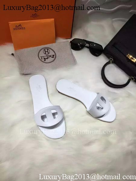 Hermes Slippers Leather HO675 White