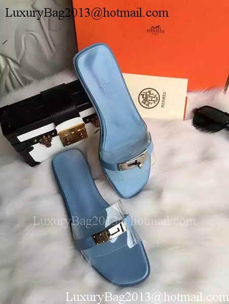 Hermes Slippers Leather HO687 Blue