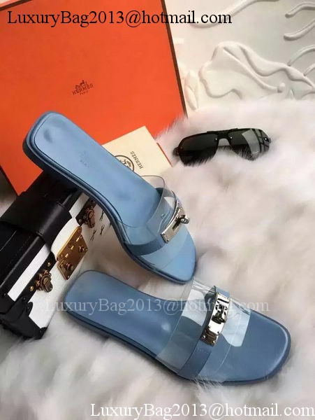 Hermes Slippers Leather HO687 Blue