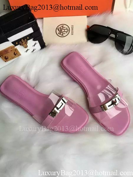 Hermes Slippers Leather HO687 Pink