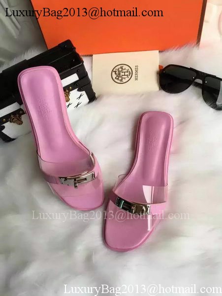 Hermes Slippers Leather HO687 Pink