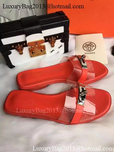 Hermes Slippers Leather HO687 Red