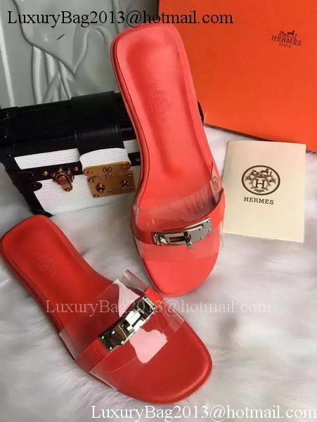 Hermes Slippers Leather HO687 Red