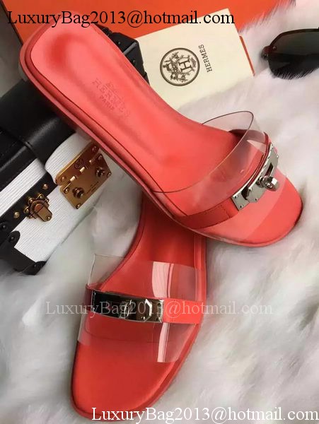 Hermes Slippers Leather HO687 Red