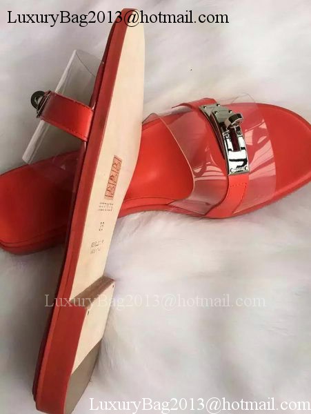 Hermes Slippers Leather HO687 Red