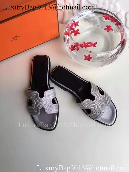 Hermes Slippers Leather HO698 Grey