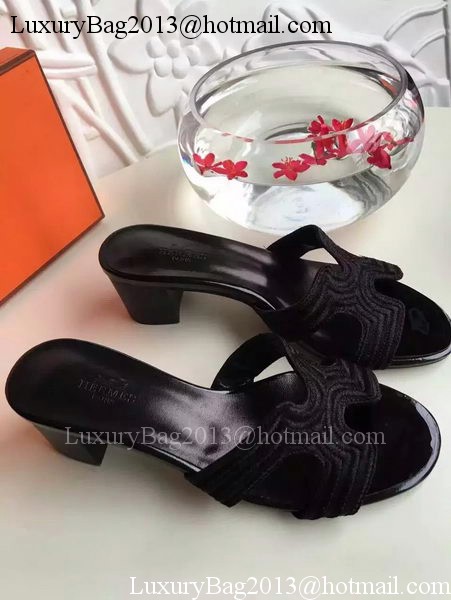 Hermes Slippers Leather HO703 Black